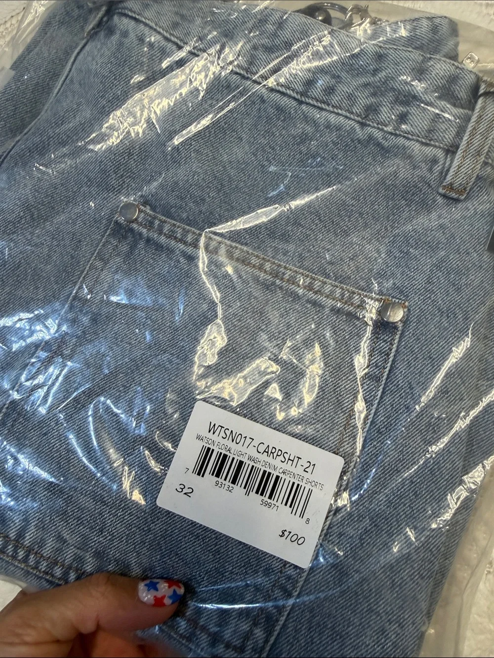 WATSON FLORAL LIGHT WASH DENIM CARPENTER SHORTS